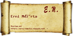 Erni Márta névjegykártya